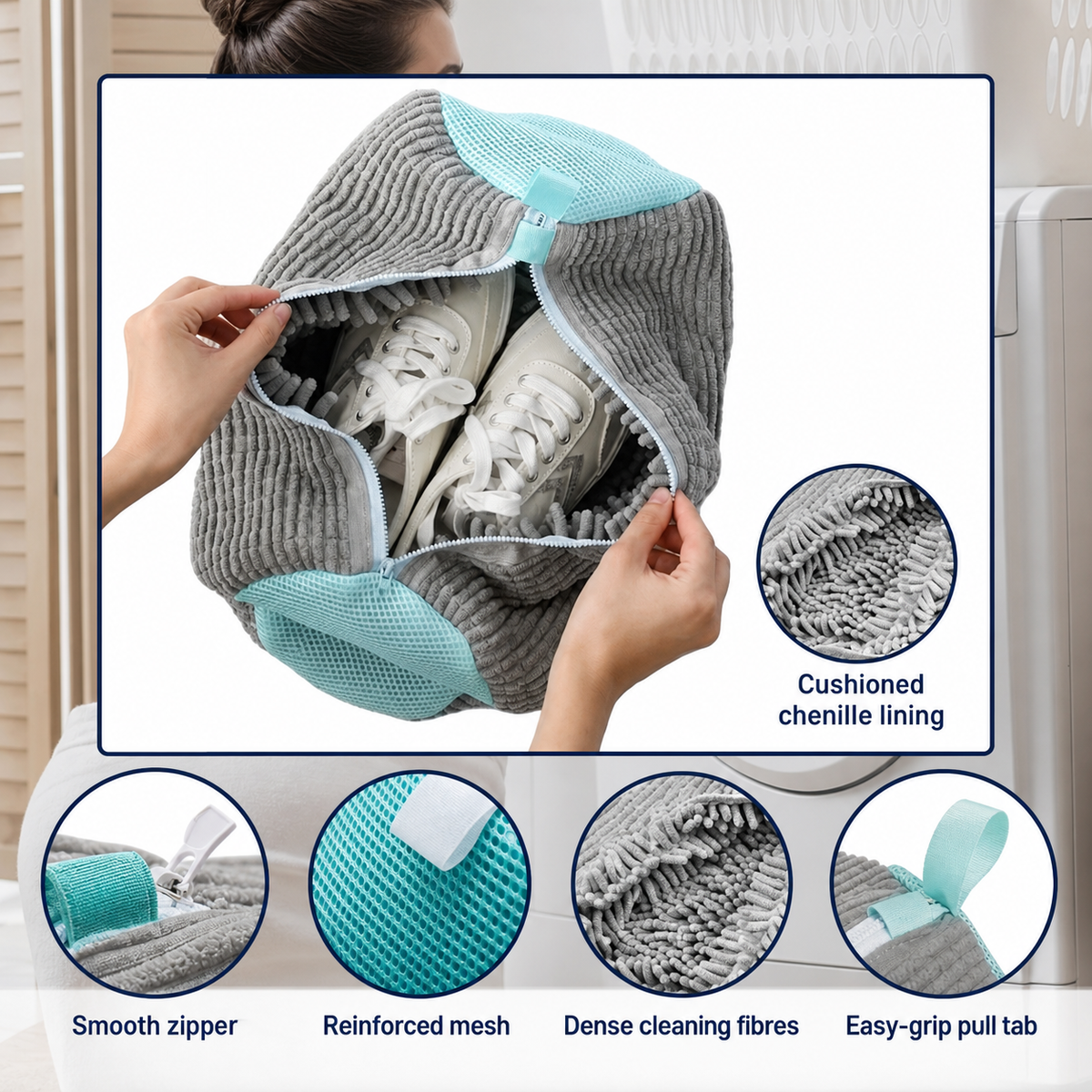 SoleNest Padded Shoe Washing Bag