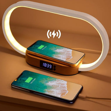 Alarm Clock with Wireless Charging Night Light and USB Port
