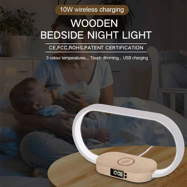 Alarm Clock with Wireless Charging Night Light and USB Port