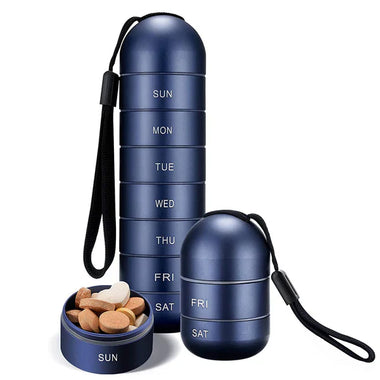 Aluminum 7 Day Portable Pill Organizer for Travel and Daily Use
