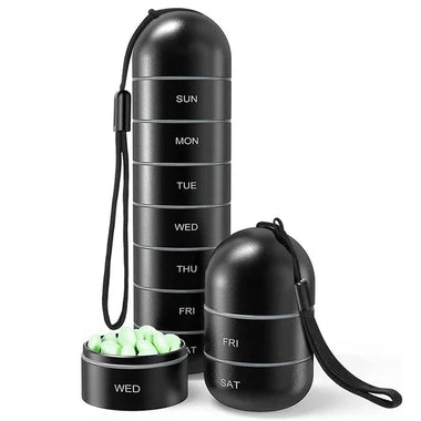 Aluminum 7 Day Portable Pill Organizer for Travel and Daily Use