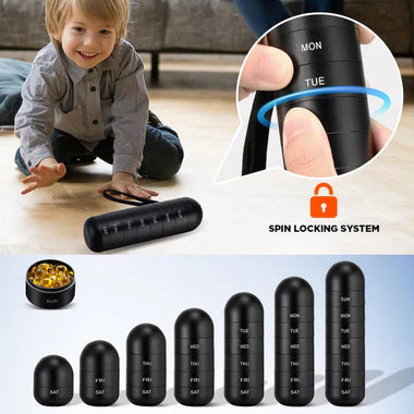Aluminum 7 Day Portable Pill Organizer for Travel and Daily Use