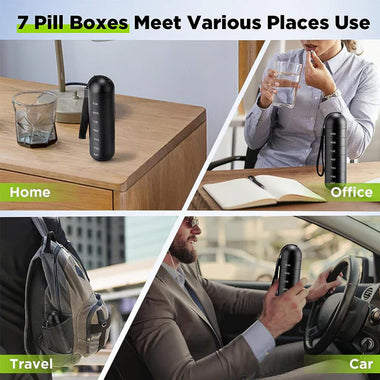 Aluminum 7 Day Portable Pill Organizer for Travel and Daily Use
