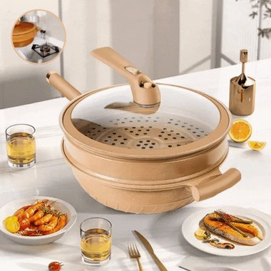 Aurivon Hearth Wok Pan with Glass Lid
