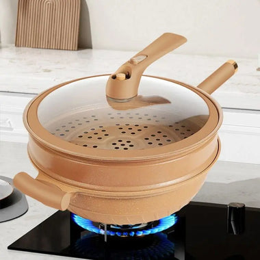 Aurivon Hearth Wok Pan with Glass Lid