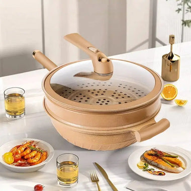 Aurivon Hearth Wok Pan with Glass Lid