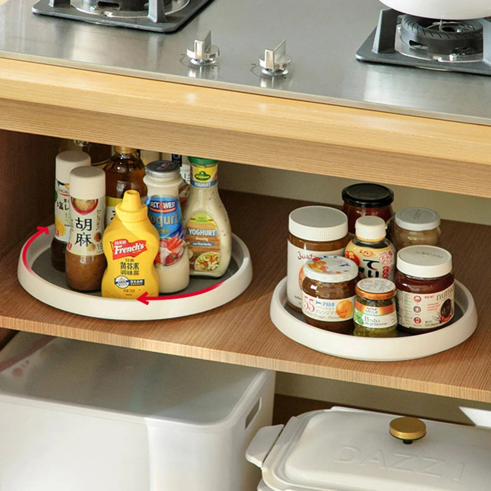 Calivara Orbit Tiered Kitchen Turntable Organizer with Dual Storage Levels