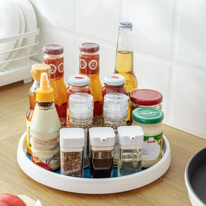Calivara Orbit Tiered Kitchen Turntable Organizer with Dual Storage Levels