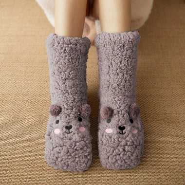 Fleece Bear Socks – Non Slip Fuzzy Thermal Winter Socks