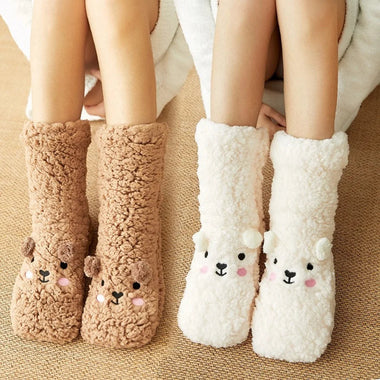 Fleece Bear Socks – Non Slip Fuzzy Thermal Winter Socks
