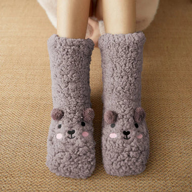 Fleece Bear Socks – Non Slip Fuzzy Thermal Winter Socks