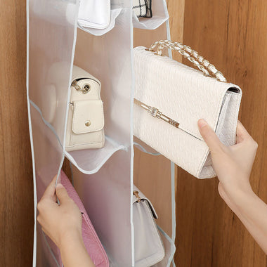 Hanging Handbag Organizer with Dust Proof Transparent Storage