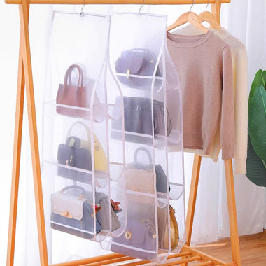 Hanging Handbag Organizer with Dust Proof Transparent Storage