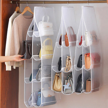 Hanging Handbag Organizer with Dust Proof Transparent Storage