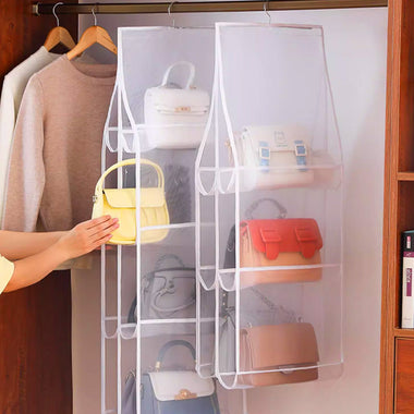 Hanging Handbag Organizer with Dust Proof Transparent Storage