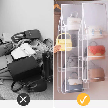 Hanging Handbag Organizer with Dust Proof Transparent Storage
