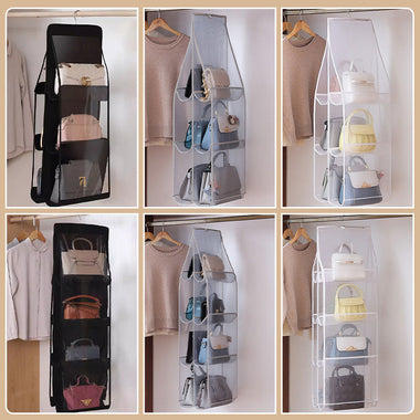 Hanging Handbag Organizer with Dust Proof Transparent Storage