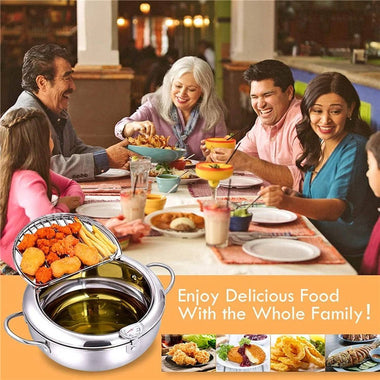 Japanese Deep Frying Pot with Thermometer & Splash Guard
