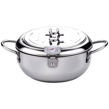 Japanese Deep Frying Pot with Thermometer & Splash Guard