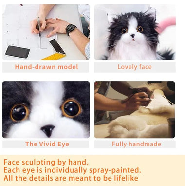 Lifelike Black and White Plush Cat for Comfort and Companionship