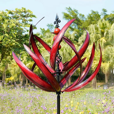 LotusSpin Metal Garden Wind Sculpture