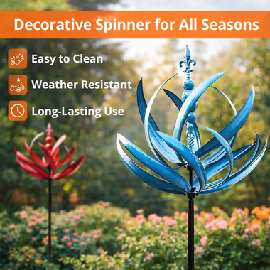 LotusSpin Metal Garden Wind Sculpture