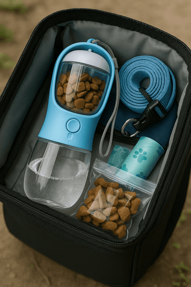 Portable Dog Water Bottle with Built In Bowl One Hand Use
