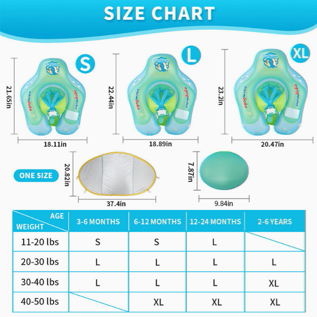 SunNest Drift Baby Swim Float with Canopy