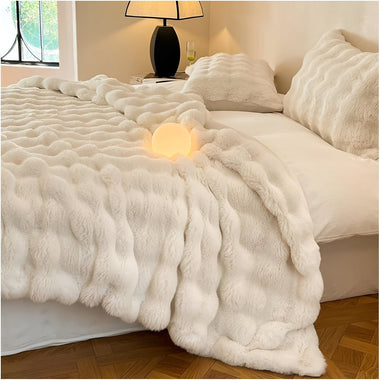 Veloura™ Plush Faux Fur Comfort Blanket For Home And Travel