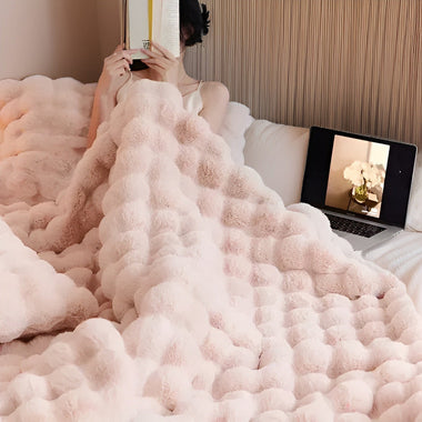 Veloura™ Plush Faux Fur Comfort Blanket For Home And Travel
