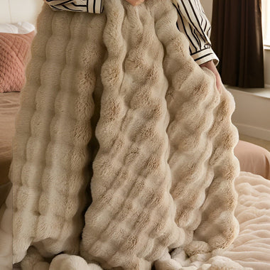 Veloura™ Plush Faux Fur Comfort Blanket For Home And Travel