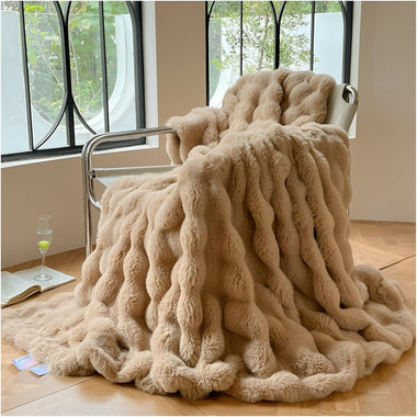 Veloura™ Plush Faux Fur Comfort Blanket For Home And Travel