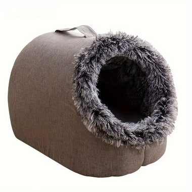 Winter Cat Bed – Warm Plush Enclosed Cat Cave