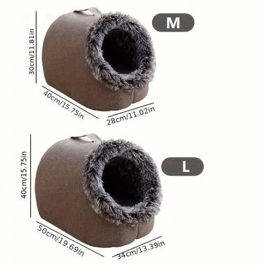 Winter Cat Bed – Warm Plush Enclosed Cat Cave