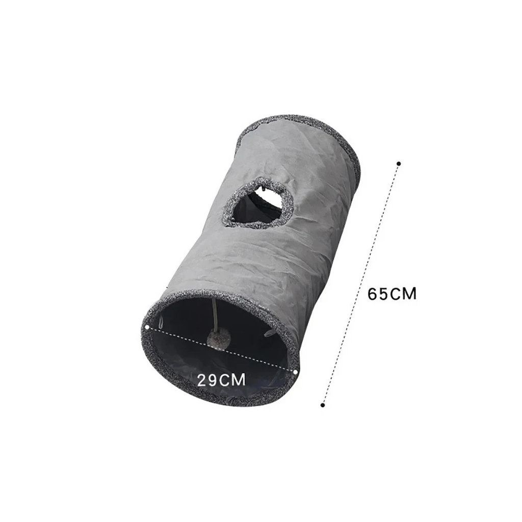Foldable Suede-Style Cat Play Tunnel