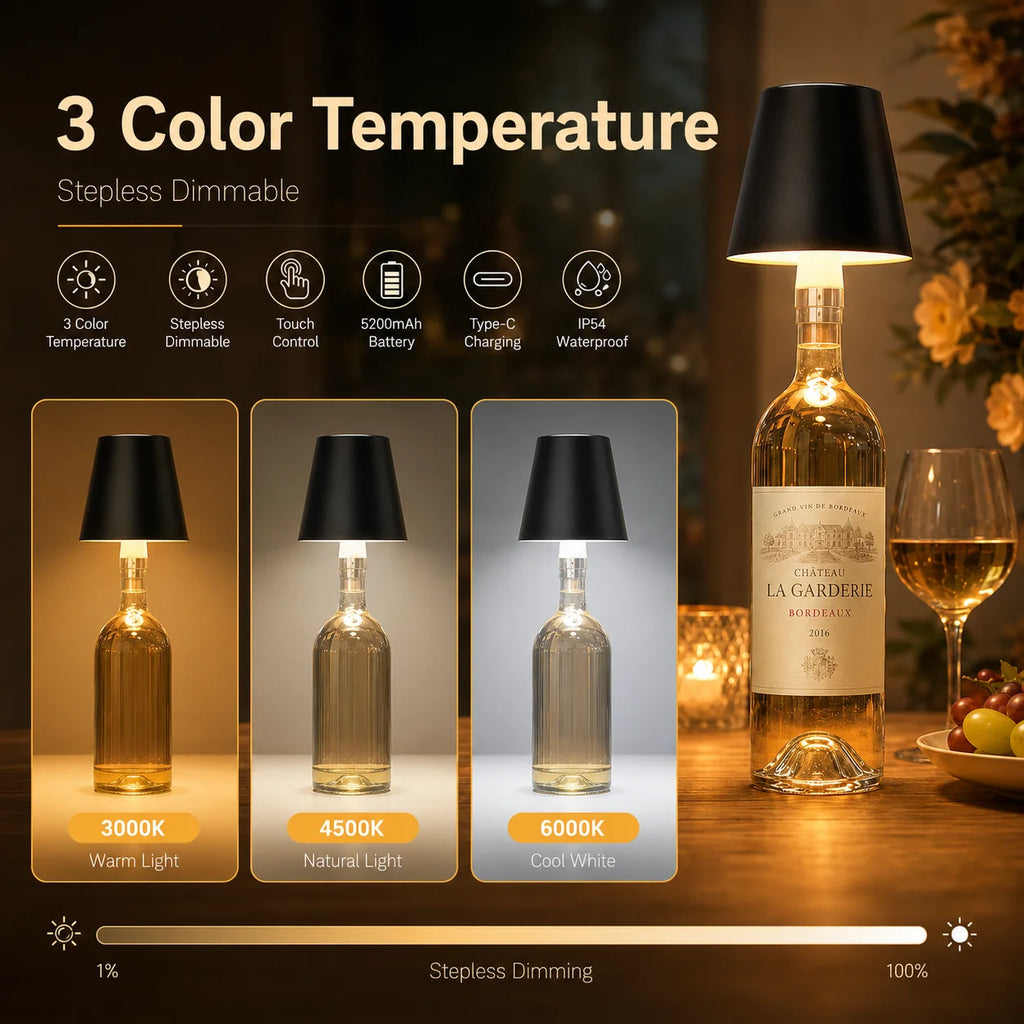 Rechargeable RGB LED Bottle Lamp – product image 3