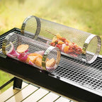 Stainless Steel Rolling Grill Baskets – 2-Piece Set