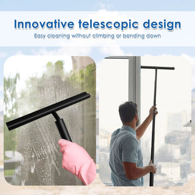 LumaReach ClaritySpan Telescopic Stainless Shower Squeegee for Glass Doors and Floors