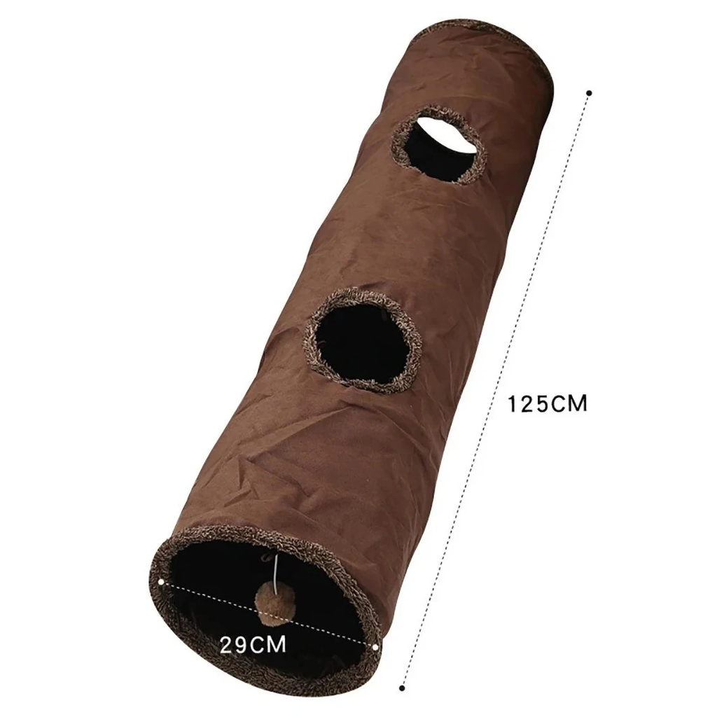 Foldable Suede-Style Cat Play Tunnel