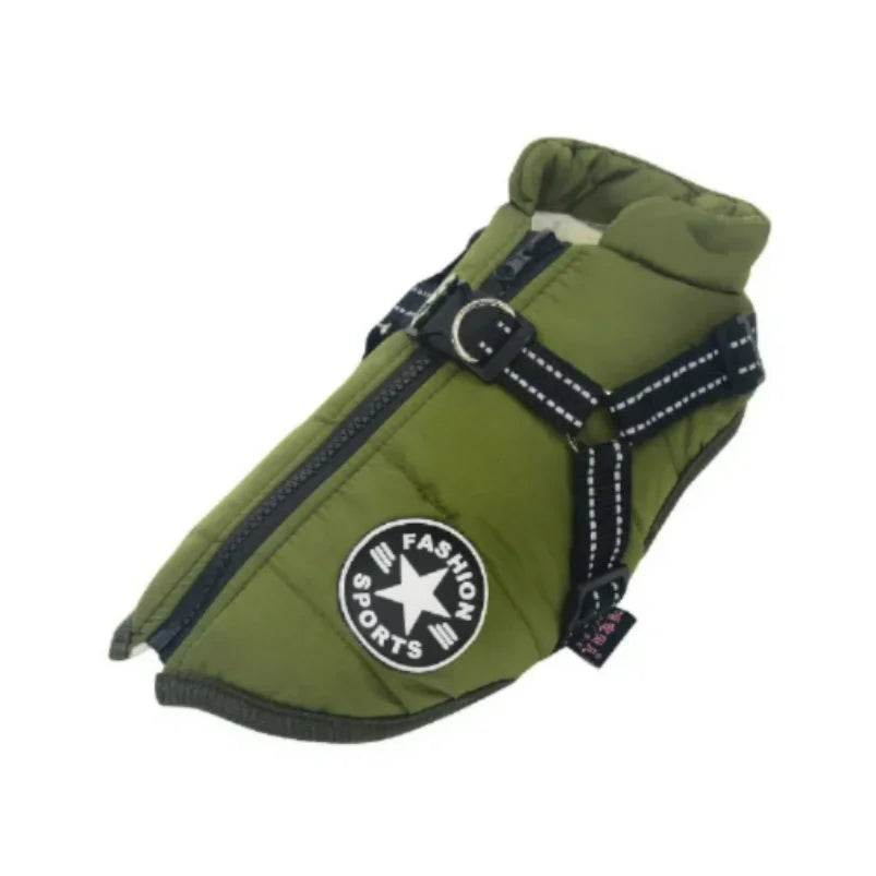 Padded Winter Dog Coat with Integrated Harness