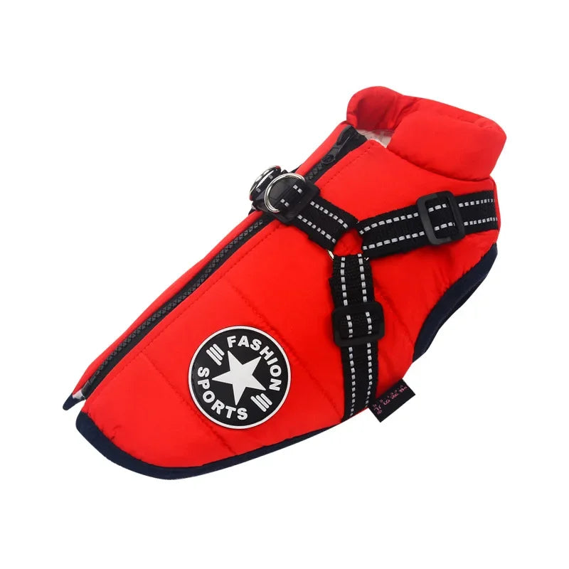 Padded Winter Dog Coat with Integrated Harness