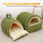 Enclosed Plush Cat Bed with Removable Cover