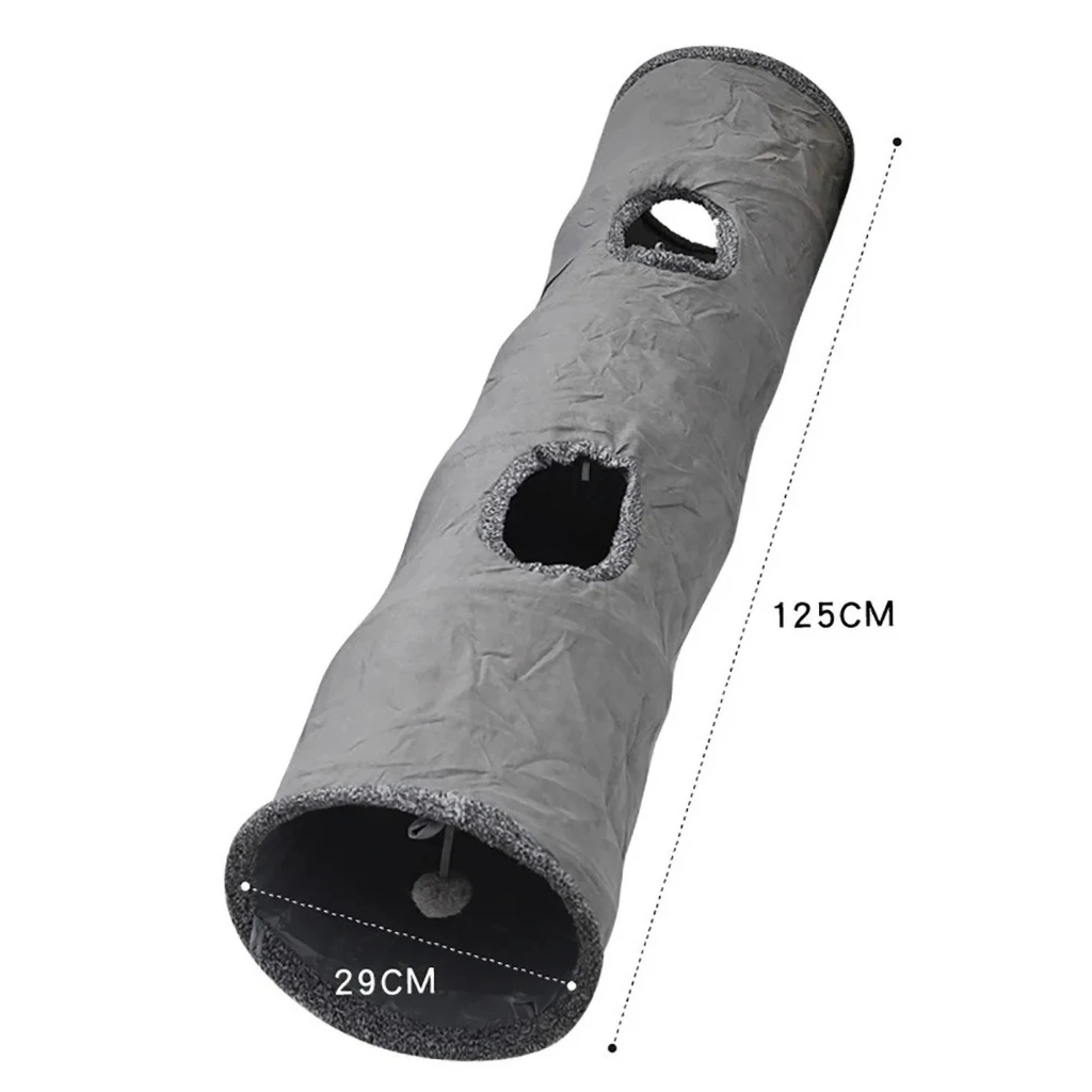 Foldable Suede-Style Cat Play Tunnel