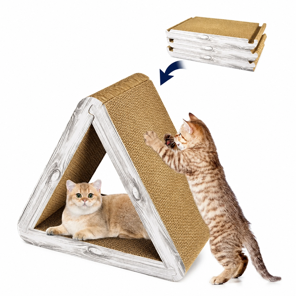 Foldable 3-in-1 Triangular Cat Scratcher