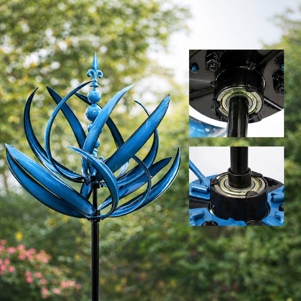 LotusSpin Metal Garden Wind Sculpture