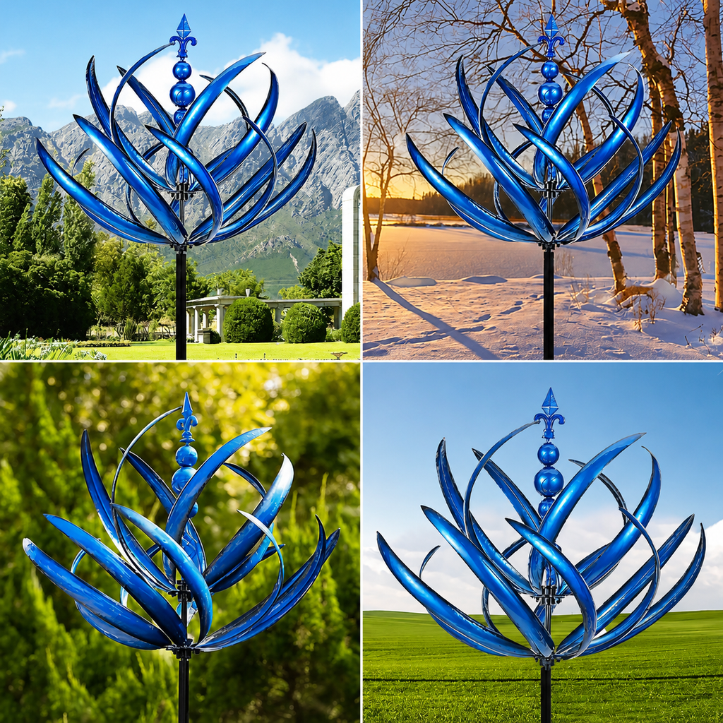 LotusSpin Metal Garden Wind Sculpture